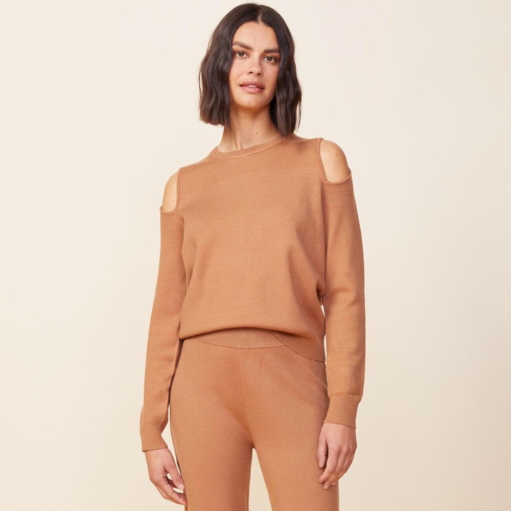 Monrow Supersoft Sweater Knit Cut Out Sweatshirt